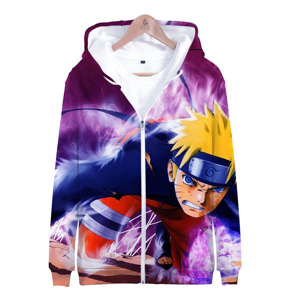 Наруто Uzumaki Саске 3D толстовка на молнии модная трендовая Толстовка повседневные