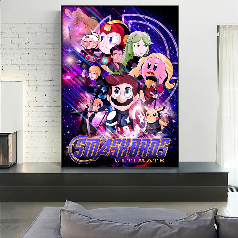 

Super Mario Hero Pikachu Wall Art Poster And Prints Modern Cartoons Animation Canvas Painting Bedroom Home Decoration