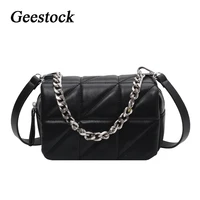geestock women chain shoulder bag light luxury mini flap crossbody handbag nylon lattice clutch bags