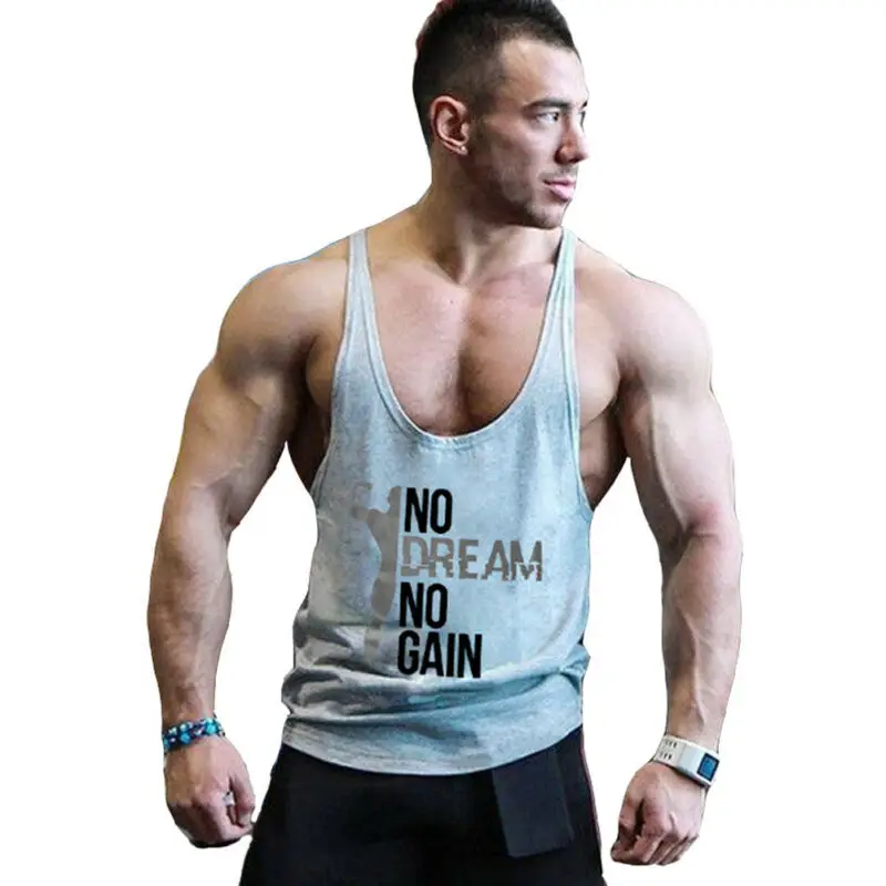Meihuida Casual Men Gym Muscle Bodybuilding Sleeveless Shirt Hot Sale Tank Top Singlet Fitness Sport Print Running Vest | Мужская одежда