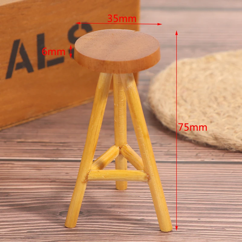 

1/12 Dollhouse MiniatureWooden Bar Stool Doll House Miniature Pub Furniture