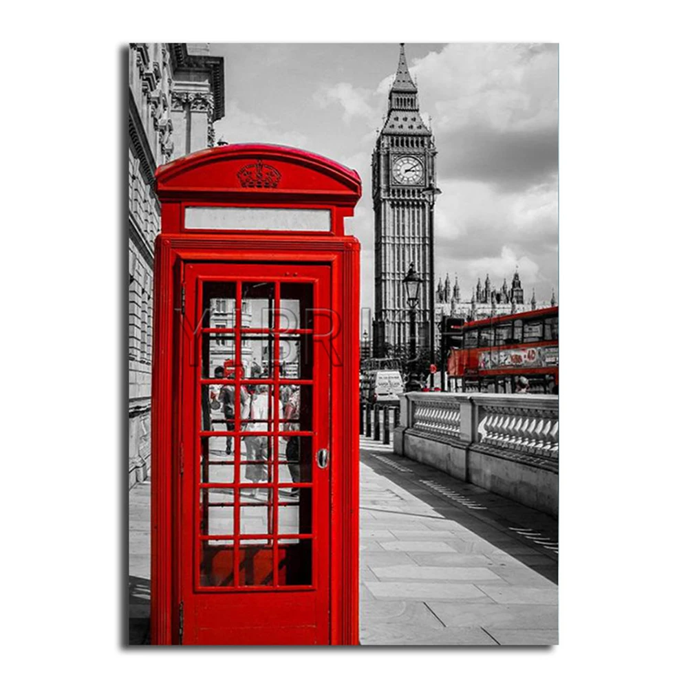 

5d Diy Diamond Painting Landscape London Red Telephone Booth Bus Mosaic Cross Stitch Embroidery Scenery Big Ben Creative Art