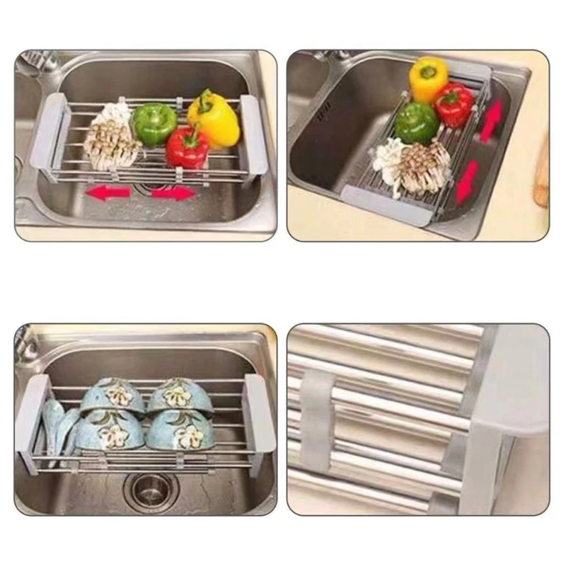 Сливная корзина для раковины из нержавеющей стали выдвижная сушилка посуды