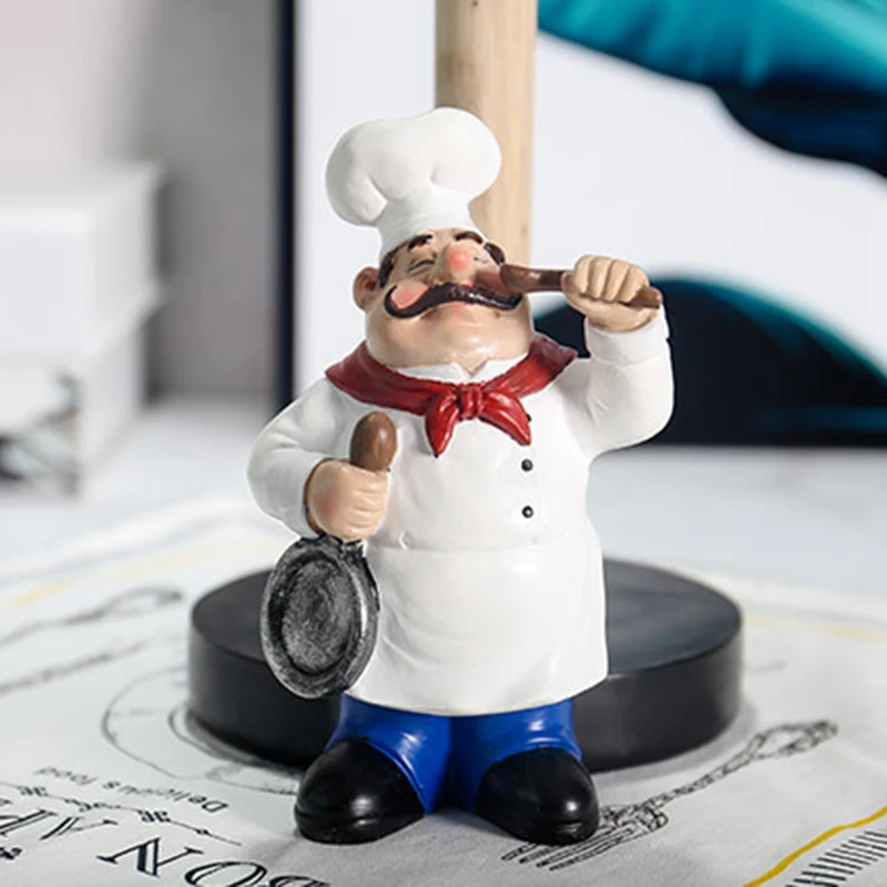 resin chef double layer paper towel holder figurines creative home cake shop restaurant crafts decoration ornament free global shipping