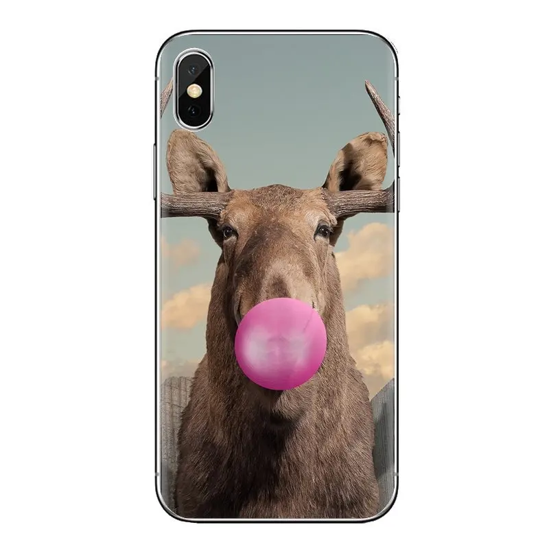 For iPhone XS Max XR X 4 4S 5 5S 5C SE 6 6S 7 8 Plus Samsung Galaxy J1 J3 J5 J7 A3 A5 Transparent Soft Cases Covers Moose Funny |