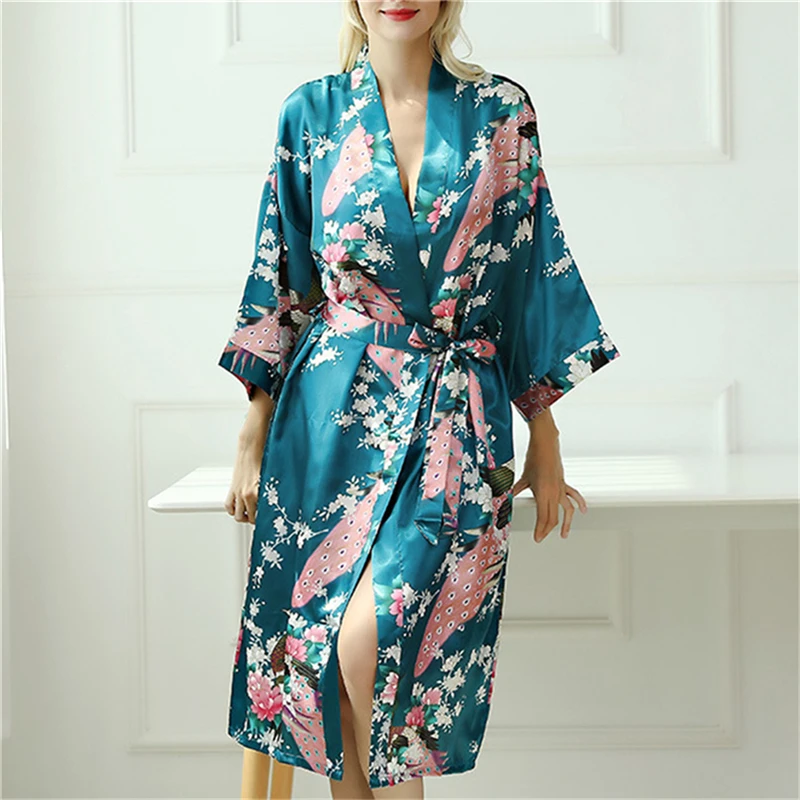 

Sexy Women Nightgown Stylish Printed Floral Pajamas Ladies Deep V-Neck Lingerie Women Underwear With Belt Decor For Femme