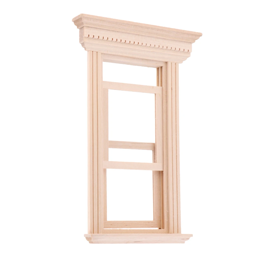 

1/12 Vintage 2-Pane Sash Window Frame Set for Doll House Any Rooms Accessories, Pack of 4 Set