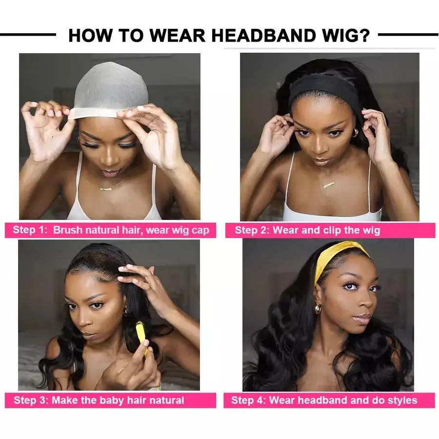 

FORCUTEU Afro Kinky Curly Synthetic Headband Wigs for Black Women Natural Short Curls Wig Headband Female with Hair