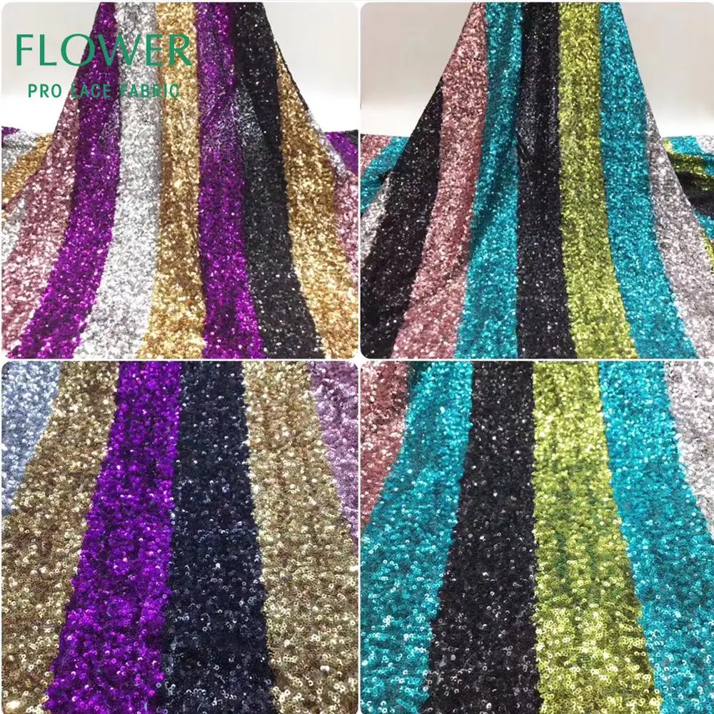 

Dazzling Design Magic Color Sequined Mesh Tulle Lace Fabric 2019 African Guinea Party Wedding Dresses Sequins Net Lace Material