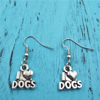 i love dogs charm creative earringsvintage fashion jewelry women christmas birthday gifts accessories pendants zinc alloy