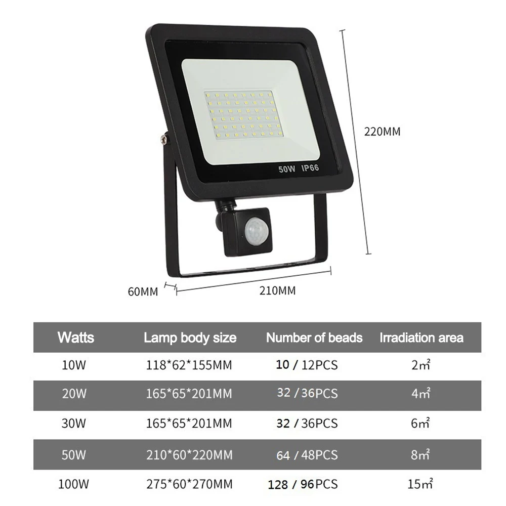 Водонепроницаемый светодиодный уличный светильник мощностью 10 Вт 20 30 50