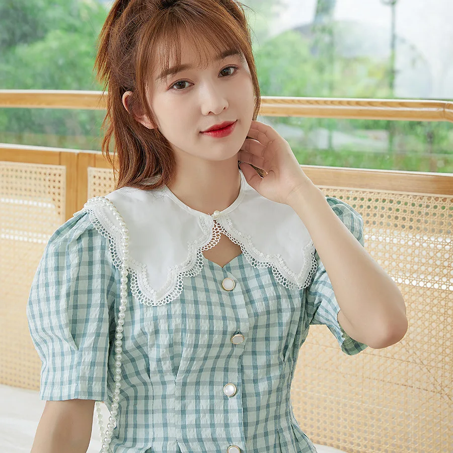 Linbaiway корейский стиль кукла полый вышивка ложный воротник шаль съемный