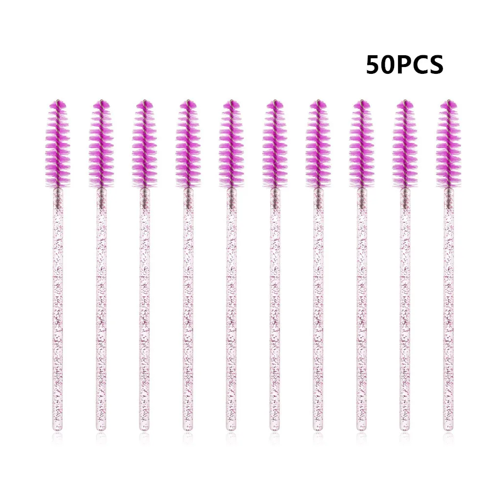 50pcs red 50 шт./упак. красный блестящий Одноразовые ресниц аппликатор палочки бигуди Набор кистей, тушь для ресниц и бровей мотальные гребень палочки Spoolies кисти TM218 - Handle Color: 50pcs red
