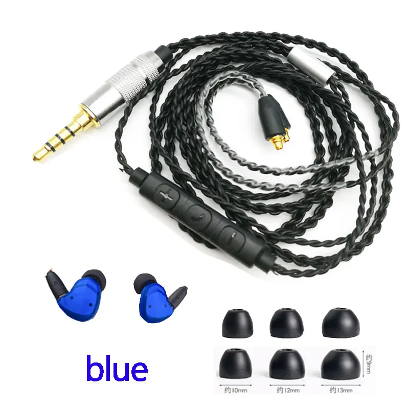 Blue mic cable Tiandirenhe TD2 Гибридный наушник 1ba+ 1DD Ноулз 27305 BA привод HIFI наушник с MMCX обновленный кабель для Shure SE215 гарнитура - Цвет: Blue mic cable