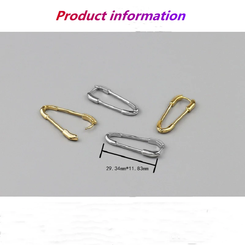 

New Trendy Simple Paper Clip Hoop Earrings Creative Design Gold Silver Color Small Pin Ear Buckle Earrings Hip Hop Punk Jewelry