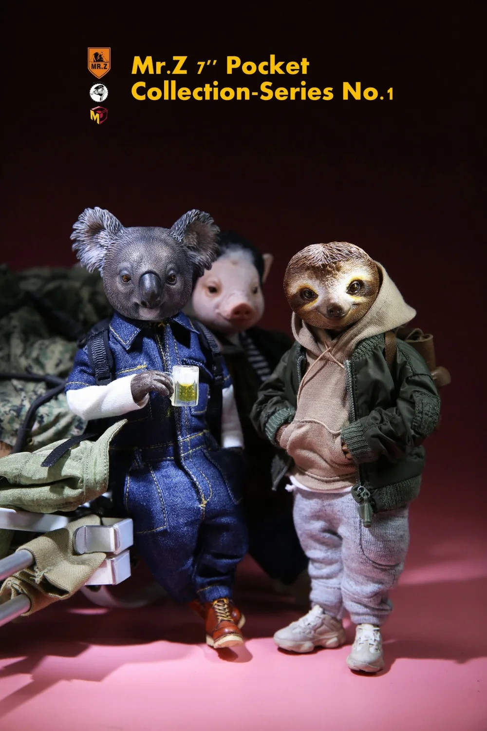 

Collection 7" Model Pocket Zoo topia Series No.1Cute Animal Figure Toys WoHe Ma/LaLa Ko /Slothy Su /Porky Zhu With Base Box