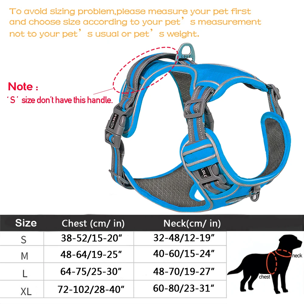 Pet Reflective Nylon Dog Harness No Pull Adjustable Medium Large Naughty Vest Safety Vehicular Lead Walking dog accessories | Дом и сад