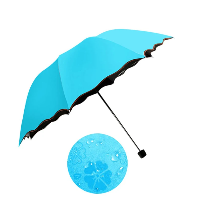 Portable Mini Water Encounter Flowering Sunny Umbrella Lady UV Protection Solid Color Sun Windproof Travel | Дом и сад