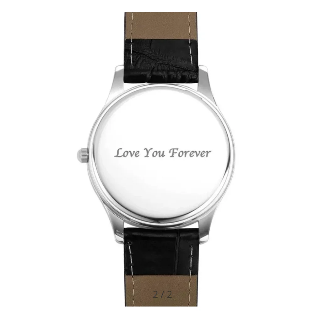 Женские часы с гравировкой 40 мм коричневый кожаный ремешок-эскиз