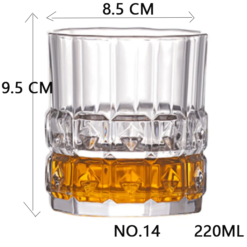 NO.14 220ML Shot Whiskey Crystal Glass Party Wedding Wine Liquor Glass Coffee Tea Cup for Beer Spirits Funny Glasses European Creative Gifts - Цвет: NO.14 220ML