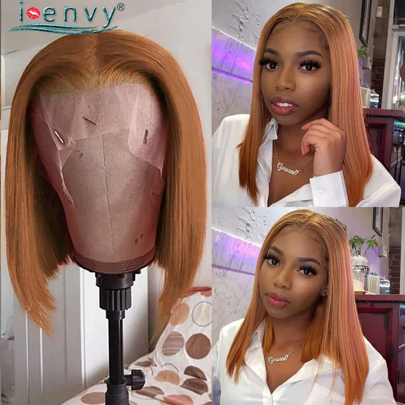 

Straight Bob Wig Ginger Lace Front Human Hair Wigs Honey Blonde Lace Front Wig Peruvian Wigs For Women Colored Burgundy Wig Remy