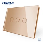 Livolo AU US standard Gold Crystal Glass панель, 110  250 В, беспроводной пульт дистанционного управления для штор, диммер для штор