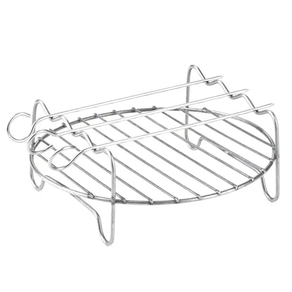 

Стальной набор для фритюрницы, двухслойная стойка, Универсальная круглая подставка для запекания, решетка для гриля с шампурами, поднос для...