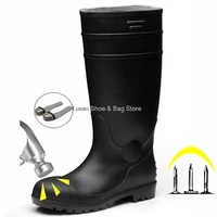 waterproof mens work safety boots men safety shoes steel toe rain boots high top male pvc rainboots security boots work shoes