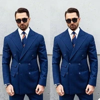 costume homme men suits with pants 2 pieces stripe mens blazer slim fit wedding male groom formal promtuxedos new