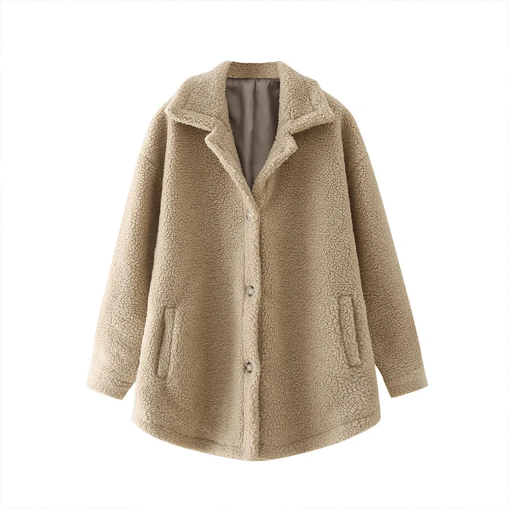 

BM UR HM ZA women's 2021 autumn and winter new fashion all-match lapel long-sleeved retro casual lamb velvet shirt jacket chic