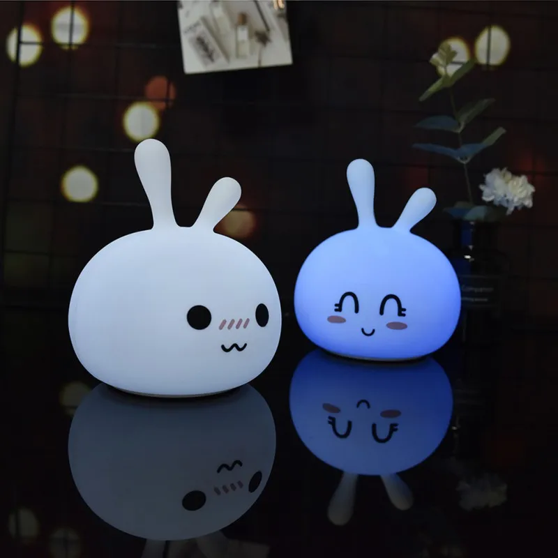 Цветной силиконовый светодиодный фонарь с кроликом перезаряжаемый сенсорный
