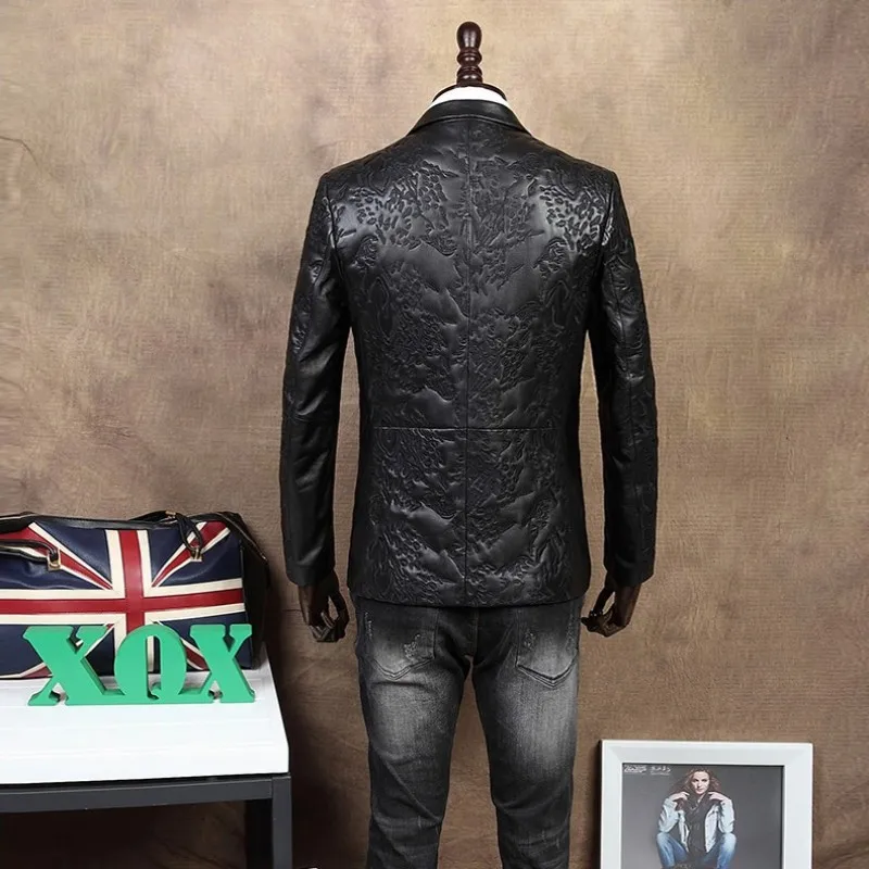 Роскошная мужская деловая куртка из натуральной овечьей кожи приталенный