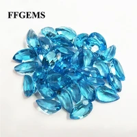 ffgems natural swiss blue topaz aquamarine loose gemstone pear water drop diy for silver gold ring earring mounting fine jewelry