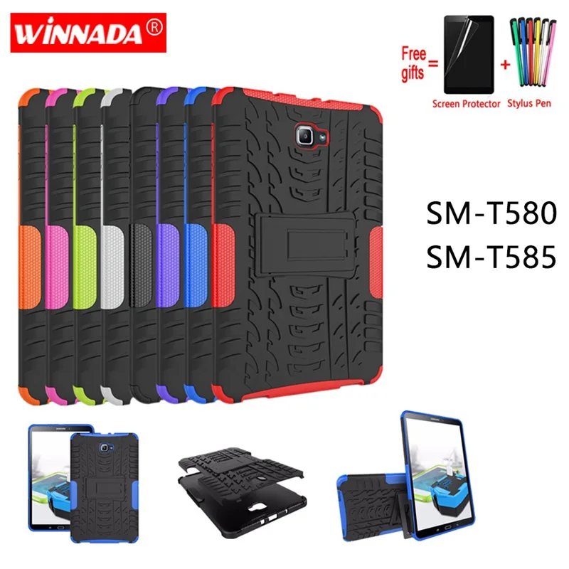 Для Samsung Galaxy Tab A A6 10,1 чехол T580 T585 T580N T585N 10,1 дюймовый планшет Силиконовый ТПУ+ ПК противоударный чехол с подставкой+ ручка+ пленка