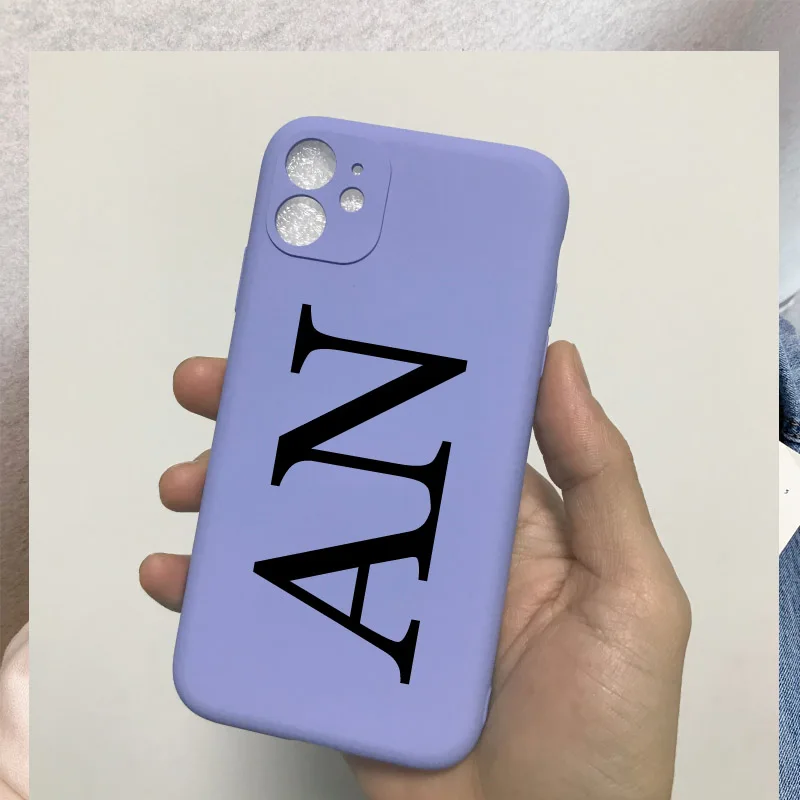 Кастомный чехол для телефона с инициалами имени для iphone 13 Pro Max 6S 7 8 Plus X XS XR 11 12 Mini MAX на жидкостном силиконе.