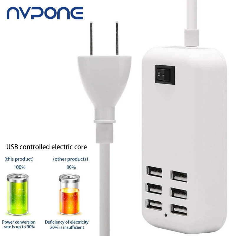 Настольное зарядное устройство с 6 USB портами для iPhone Samsung настенное несколькими