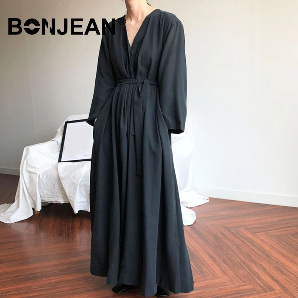 Черно-белое Полосатое платье в Корейском стиле женское платье-рубашка длинное