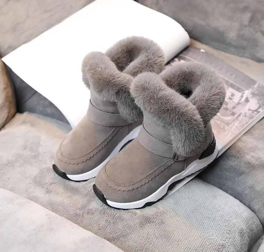 Зимние Детские плюшевые теплые ботинки повседневные Нескользящие Мартенс для