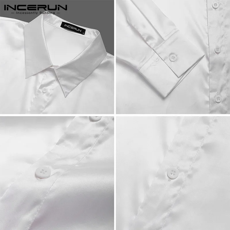 

Stylish Men Shirt Loose Long Sleeve Lapel Button Casual Camisas Solid Color Party Streetwear Nightclub Shirts Men S-5XL INCERUN