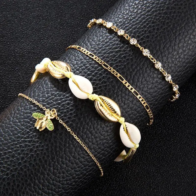 Браслеты на лодыжку женские в стиле бохо анклеты виде пчелиных ракушек Пляжная