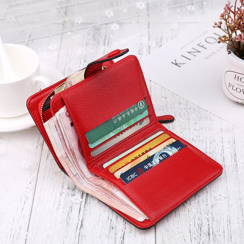 

Women Wallets 2021 New Luxury Brand Red Black Small Mini Coin Purse Hasp Card Holder Lady Wallet Zipper Female Leather Buckle