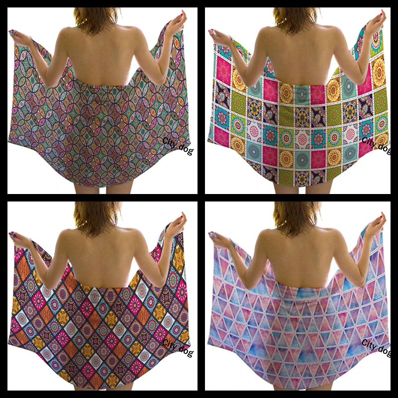 Пляжное полотенце из микрофибры с принтом мандалы|Банные полотенца| |