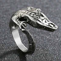 crocodile animal silver color opening index finger ring adjustable punk rock cool rings for men women party anniversary jewelry
