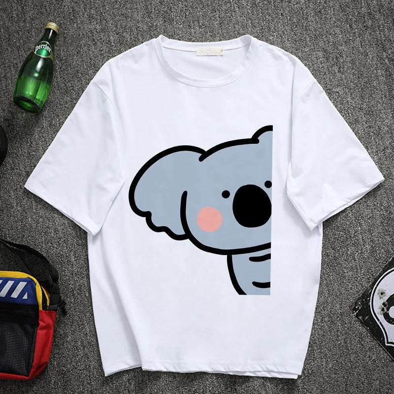 Летняя новая женская футболка с коротким рукавом Милая животным принтом модная