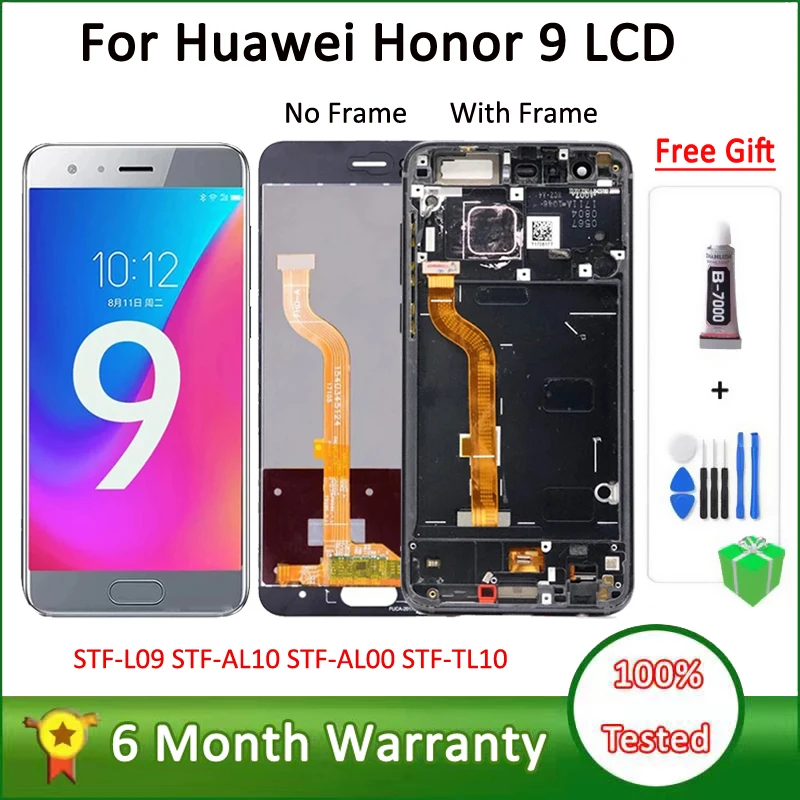 

ЖК-экран для Huawei Honor 9 диагональю 5,15 дюйма, для Honor 9, STF-L09 STF-AL10 STF-AL00, ЖК-дисплей, сенсорный дигитайзер со средней рамкой