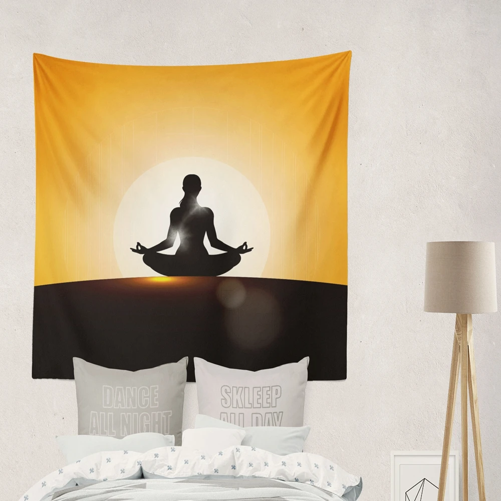 

Гобелен для плавания в сумерках и йоги, украшение для медитации для спальни, ландшафтное пляжное полотенце, пастельный Коврик для йоги, эзот...