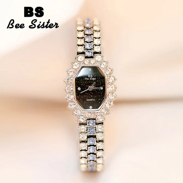 Модные часы blingbling, BS Bee Sister женские часы со стразами женские стальные кварцевые наручные часы с небольшим циферблатом кофейные наручные часы