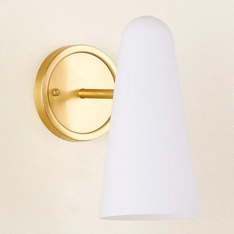 

Американский пластины из золотистого металла светодиодный E14 настенный светильник из матового Стекло абажуры светодиодные настенные осве...