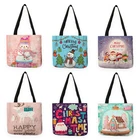 B13050 сумки для покупок с рождественским принтом снеговика, женская сумка через плечо, вместительные сумки