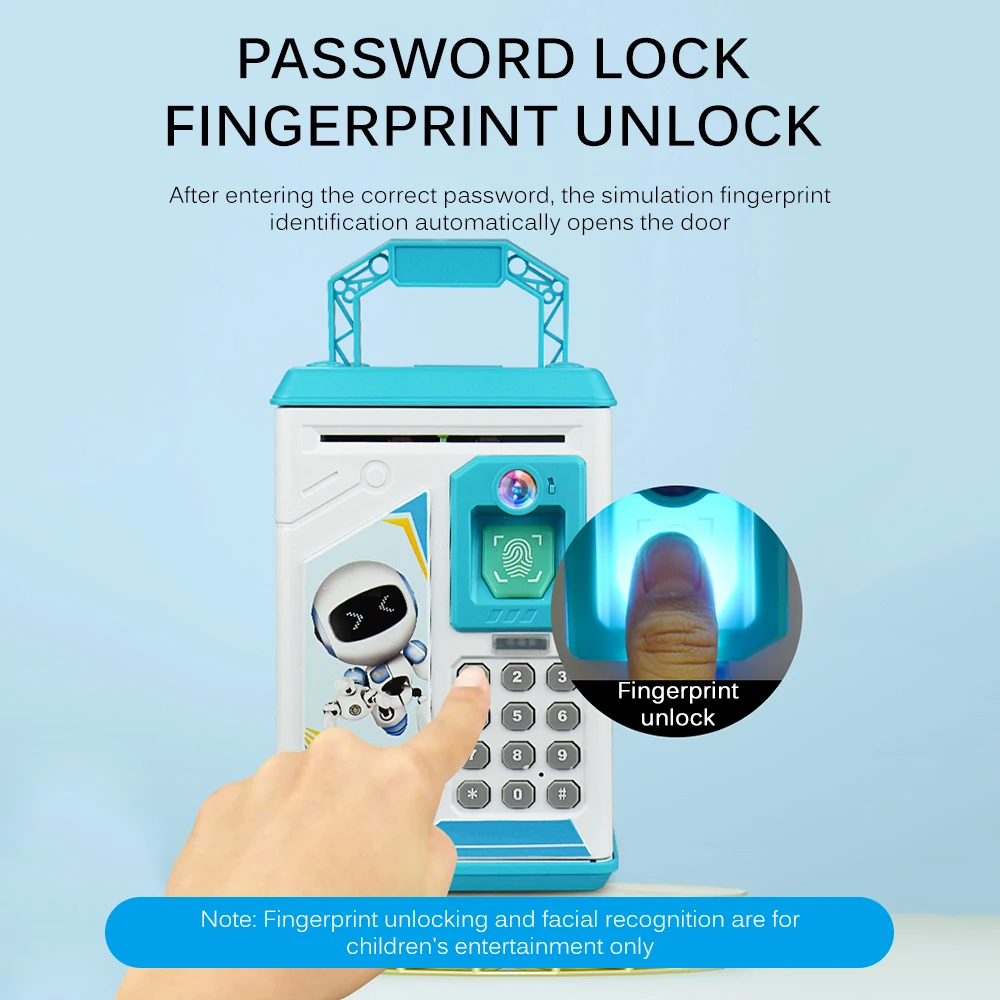

Electronic Piggy Bank ATM Password Fingerprint Money Box Money Saving Fingerprint Coin Money Box Face Recognition Piggy Bank